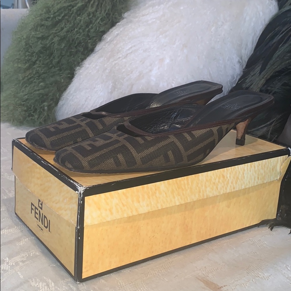 Fendi Kitten Heel Mules